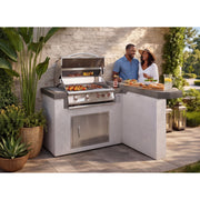 Cal Flame Maui Q outdoor kitchen island in backyard patio setting